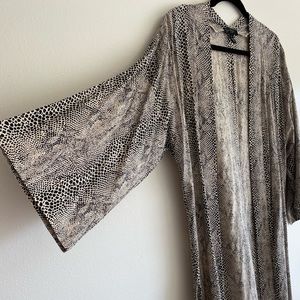 Snake Skin Print Long Sleeve Kimono Cardigan
